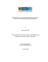High performance work system (HPWS) and employee performance:Evidence from the Multinational subsidiaries in Bangladesh