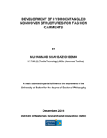 Development of hydroentangled nonwoven structures for fashion garments