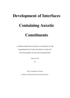 Developments of interfaces containing auxetic constituents