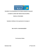 The impact of outsourcing in the tobacco industry in Malawi (A case of Alliance One Tobacco Malawi Limited)