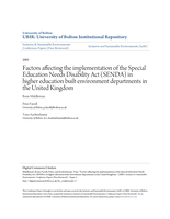 Factors affecting the implementation of the Special Education Needs Disability Act (SENDA) in Higher Education built environment departments in the United Kingdom