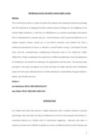 Positive psychology: mindfulness and its role within mental health nursing