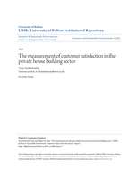 The measurement of customer satisfaction in the private house building sector
