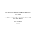 Work-life balance and well-being in a group of women adult learners in Higher Education