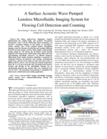 A surface acoustic wave pumped lensless microfluidic imaging system for flowing cell detection and counting