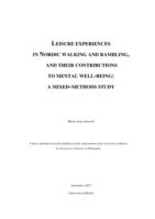 Leisure experiences in Nordic walking and rambling and their contributions to  mental well-being : A mixed methods study