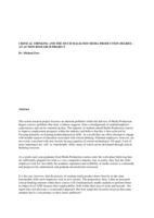 Critical thinking and the much maligned media production degree – an action research project