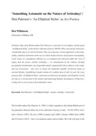 ‘Something axiomatic on the nature of articulacy’: Don Paterson’s ‘An Elliptical Stylus’ as ars poetica