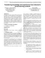 Transferring knowledge and experiences from informal to formal learning contexts