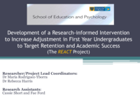 Adjustment to University : factors and strategies to support success and retention.