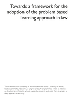 Towards a framework for the adoption of the problem based learning approach in law