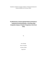 The effectiveness of teacher appraisal policies and practices in vocational and technical education: a case study using comparative analyses of teachers' perspectives in the UK and Turkey