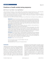 Predictors of health anxiety during pregnancy