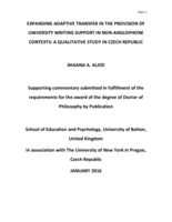 Expanding adaptive transfer in the provision of University writing support in non-Anglophone contexts: a qualitative study in Czech Republic