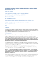 Evaluation criteria for assessing human factors in Virtual Learning Environments (VLEs)