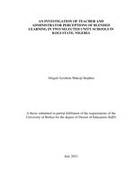 An investigation of teacher and administrator perceptions of blended learning in two selected unity schools in Kogi State, Nigeria