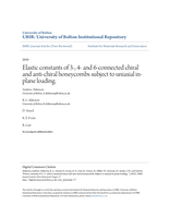Elastic constants of 3-, 4- and 6-connected chiral and anti-chiral honeycombs subject to uniaxial in-plane loading