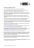 University of Bolton Research Data Management Policy