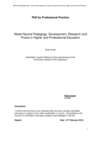 Mode Neutral pedagogy : development, research and praxis in Higher and Professional education