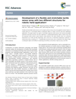 Development of a flexible and stretchable tactile sensor array with two different structures for robotic hand application