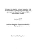 Changing the direction of Nurse Education: The development and implementation of the first Noncommissioned BSc (Hons) Nursing (Adult) programme in England.