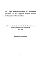 The legal conceptualisation of investment securities in the Nigerian Capital Market: challenges and opportunities