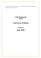Governors’ powers of revocation in the Land Use Act 1978: obstacle to sustainable land administration in Nigerian context