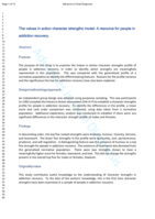 The values in action character strengths model: A resource for people in addiction recovery