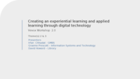 Creating an experiential learning and applied learning through digital technology. Vevox Workshop 2.0
