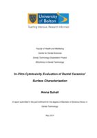 In-vitro cytotoxicity evaluation of dental ceramics’ surface characterisation.