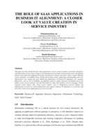 Value creation through cloud SAAS applications : Business IT alignment in service industries