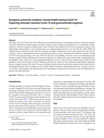 European university students' mental health during Covid-19: Exploring attitudes towards Covid-19 and governmental response