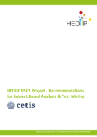 Higher Education Data & Information Improvement Programme -HEDIIP NSCS Project - Recommendations for Subject Based Analysis and Text Mining