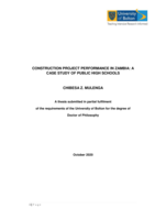 Construction project performance in Zambia : a case study of public high schools