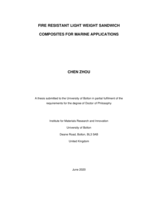 Fire resistant light weight sandwich composites for marine applications