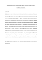 Understanding advance care planning for children and young people: a survey of health professionals