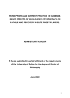 Perceptions and current practice vs evidence-based effects of whole-body cryotherapy on fatigue and recovery in elite rugby players.