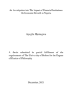 An investigation into the impact of financial institutions on economic growth in Nigeria