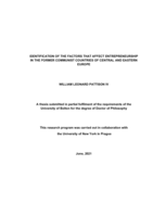 Identification of the factors that affect entrepreneurship in the former communist countries of Central and Eastern Europe