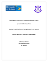Exploring work-related cultural dimensions in Malawian projects.