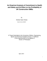 An Empirical Analysis of Commitment to Health and Safety and its Effect on the Profitability of UK Construction SMEs