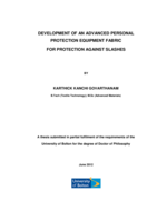 Development of an advanced personal protection equipment fabric for protection against slashes