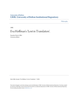 Eva Hoffman's 'Lost in Translation'