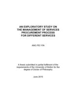 An exploratory study on the management of services procurement process for different services
