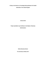 A study of the barriers to knowledge sharing between port health authorities in the United Kingdom