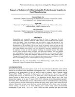 Impacts of Industry 4.0 within Sustainable Production and Logistics in Food Manufacturing