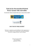 TeleLab for Decentralized Hybrid Power System with renewables.