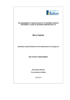 An assessment of service quality of internet service providers : a case of Skyband Corporation Ltd