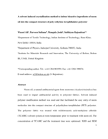 A solvent induced crystallisation method to imbue bioactive ingredients of neem oil into the compact structure of poly (ethylene terephthalate) polyester