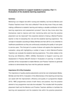 Evaluation of the student learning experience